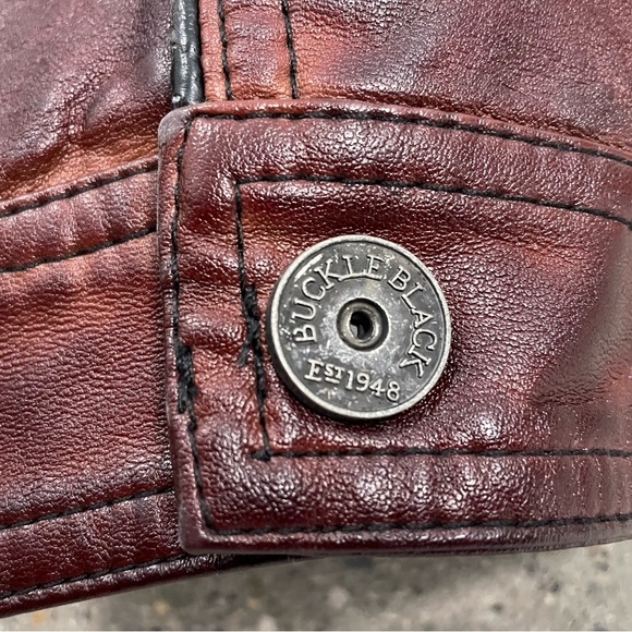 Buckle “Black” Exclusive Distressed Faux Leather Moto Jacket size XL - Picture 11 of 11